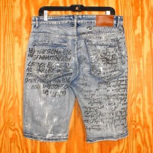 Waimea Skinny Fit Graphic Denim Shorts - Size 34
